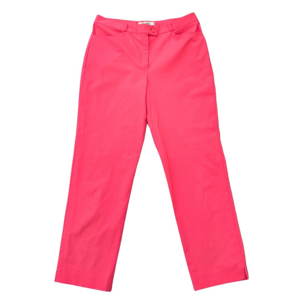 Golf Pants Bright Coral Pink Mimi Collection Stretch Crop Embroidered Size 77